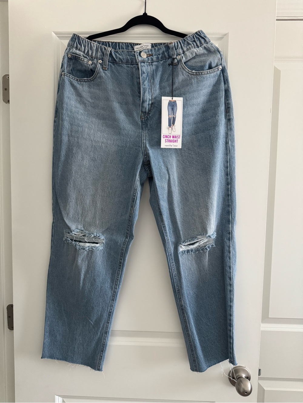 Vanilla Star Light Blue Distressed Straight Jeans